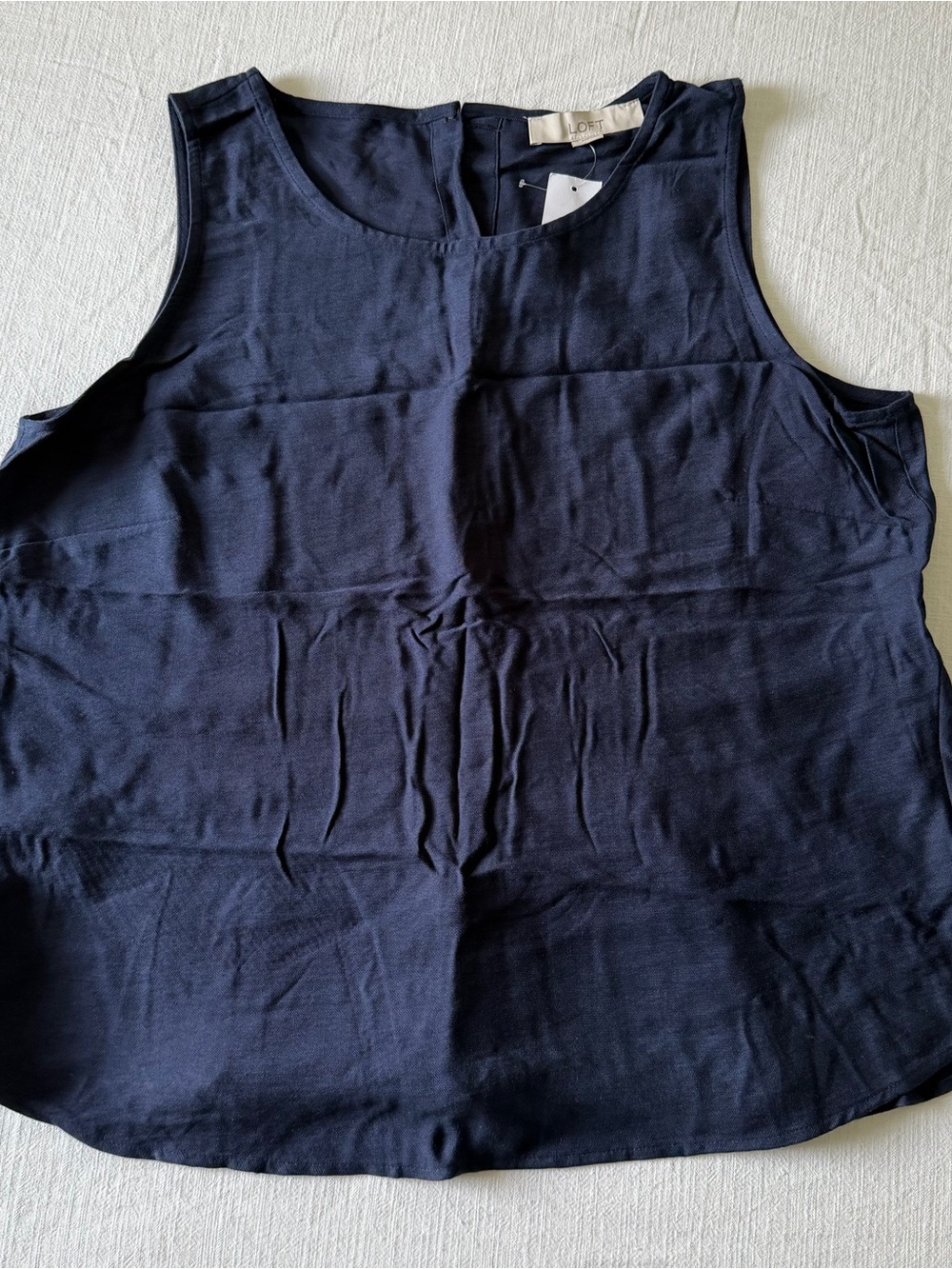 LOFT Navy Sleeveless Peplum Blouse Button Back Top